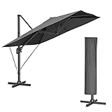 SONGMICS Sonnenschirm 290 x 290 cm, Ampelschirm, Gartenschirm, UV-Schutz UPF...