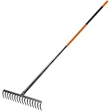 KADAX Rechen, Gartenharke aus Metall, breite Harke mit 154,5 cm langem...
