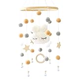 Mobile Baby Windspiele , Holz mit Filzbällen Wolken Mobile Baby Mädchen...