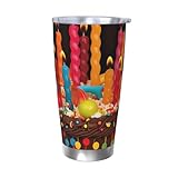 GTKSYNVE Happy Birthday Big Cake Tumbler mit auslaufsicherem Deckel und Strohhalm, 590 ml...