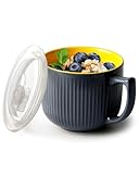 NUTRIUIPS Mikrowellen Keramik Suppenschüssel mit Henkel, 900ml Suppentassen mit...