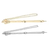 Angoily 2 Stück Metal Bibellesewerkzeug Yad Zeigestab mit Kette Kronenkopf Silber Gold...