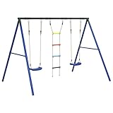 Kangmusi Schaukel-Set mit Schaukelsitzen und Strickleiter, Mehrfarbig 3283591