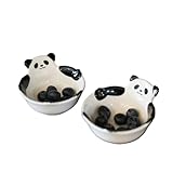 DCRYRPQES Saucenschalen 2 Stück Panda-Dip-Schälchen aus Keramik, niedlich geformte...
