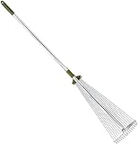 Verstellbarer Laubharken aus Metall, Gartenrasenrechen, Teleskoprechen, für Gartenarbeit,...