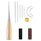 iLamdeetek 11 Stück Leder Nähnadeln,Hand Leder Werkzeug Set,Gebogene Polsternadeln,mit...