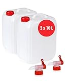 Höfer Chemie 2 x 10 L Wasserkanister Set Weiß - BPA-frei & Lebensmittelecht - Ideales...