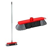 Novaliv Zimmerbesen 30 cm FEINE KUNSTBORSTEN Kehrbesen Rot Saalbesen mit Stiel...