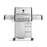 BURNHARD EARL 3-Brenner Gasgrill Edelstahl inkl. Heckbrenner, mit Gusseisen Grillrost &...