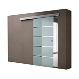 doporro Glasschiebetür Komplettset 77,5 x 205 cm | 15mm Wandabstand | Schiebetür mit...