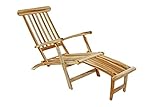 SAM Teak Holz Deckchair, Liege-Stuhl, verstellbar, geschliffen, robuste Garten- Balkon-...