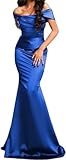 Damen Satin Brautjungfernkleider Bodycon Schulterfrei Ballkleid Meerjungfrau Eng formelles...