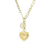 Sun Heart Shape Zircon Inlay Thick Chain Choker 1 Gold Electroplatted Hip Hop Minimalist...