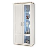 ROMANCE Vitrine in Sibiu Lärche / Eiche San Remo Optik - Landhausstil Glasvitrine inkl....