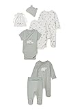 C&A Set Baby Unisex Baumwolle Body Fit Bedruckt|Motivprint|Unifarben hellgrau 56