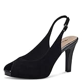 Tamaris Damen Peeptoe-Pumps Leder Banana-Absatz; BLACK/schwarz; 37 EU