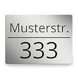 Hausnummernschild mit Straßennamen & Hausnummer 19x14cm, individuell anpassbare...
