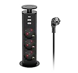 Versenkbare Steckdose 3 Fach mit USB C, Ohuo Schreibtisch Versteckte...
