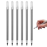 6 Stück tintenloser Bleistift, ewiger Bleistift mit Radiergummi, tragbare tintenlose...