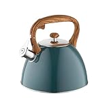 FLORINA Wasserkessel (2,5 l) I Edelstahl Teekessel FRANK I Flötenkessel mit Holzgriff I...