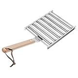 Abaodam Edelstahl Wurstdreher mit Holzgriff Faltbarer Grillrost für Outdoor Bbq...