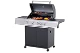 Tarrington House BBQ Gas-Grill PAXTON, 4-Brenner-Gasgrill mit Seitenbrenner, schwarz,...