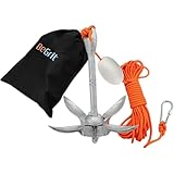 BeGrit Verzinkt Anker Gusseisen Faltanker 1,5KG Ankerset mit Ø 6mm 10 Meter...