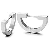 Geometrisch U-förmig Hoffe Ohrringe, Huggie Ohrringe Hinged, Edelstahl, Herren Damen,...