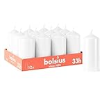 Bolsius Glatte Stumpenkerzen - Weiß - 12 Stück - 12 x 6 cm - Dekorative...