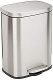 Amazon Basics – Rechteckiger, sanft schließender Mülleimer, 12 l, satiniert...