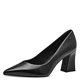 Tamaris Damen Pumps Leder Blockabsatz bequem; Black Leather, EU 39