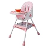 Baby Hochstuhl, 2-in-1 Babystuhl Kombihochstuhl mit Fußstütze, Höhenverstellbar...