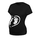Glücksvogel Damen Stillshirt Fußabdrücke, Lustige Witzige Süße Schwangeres Still-Top...