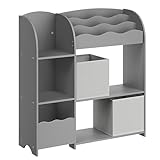 SONGMICS Bücherregal Kinder, Kinderregal für Spielzeug und Bücher, Aufbewahrung mit 2...