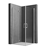 WOWINNE Duschkabine 100x80x195cm Eckeinstieg mit Drehfalttür Duschkabine Pendeltür...