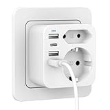 Doppelstecker für USB Steckdose, Mehrfachsteckdose mit 3 USBA Ladegerät, 1...
