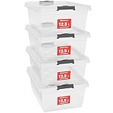 ATHLON TOOLS 4x 12.5 L Aufbewahrungsboxen mit Deckel, lebensmittelecht - Verschlussclips -...