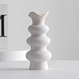 Weiße Keramik-Blumenvase, 21,6 cm, Pampasgras, kleine Vase für Dekoration, Esstisch,...