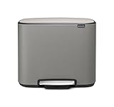 Brabantia Bo Treteimer 3 x 11 L Abfalleimer, Metall, Mineral Concrete Grau, 54 x...