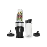 Ninja 700W Slim Mixer & Smoothie Maker, 2x 470ml Becher mit Ausgussdeckel,...