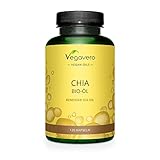 BIO Chia Öl Kapseln | 840 mg Omega 3 VEGAN - Ohne Gelatine | Bio Chia Samen aus Chile |...