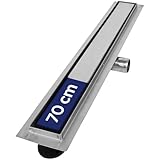 VILSTEIN Duschrinne 70cm Edelstahl, Bodenablauf Komplettset extra flach, Siphon mit...