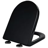 ViQutrg Schwarzer U/D-Förmiger Toilettensitz, Absenkautomatik-Toilettensitz Mit...