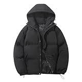 Generisch Herren Winter Steppjacke mit Kapuze Warm Gefüttert Daunenjacke Einfarbig...