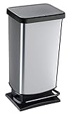 Rotho Paso Mülleimer 40l mit Pedal und Deckel, Kunststoff (PP) BPA-frei, silbermetallic,...