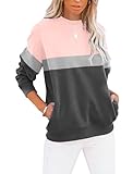 Cuptacc Pullover Damen Elegant Langarm Sweatshirt Damen Rundhals Color Block Oberteile...