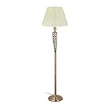 Relaxdays Stehlampe antik, Stoffschirm, dekorativer Metallfuß, E27, Standleuchte...