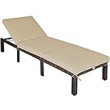 GIANTEX Sonnenliege Rattanstuhl Outdoor, Gartenliege Relaxliege Rattan Liege inkl....