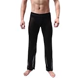 TDEOK Pyjamahose Mesh Herren Sommer Leichte Jogginghose Trainingshose Lange Atmungsaktiv...