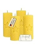Wachsmann Stumpenkerzen, 4er-Set, 100% Bienenwachs, handgerollt, Made in Germany, Kerzen...